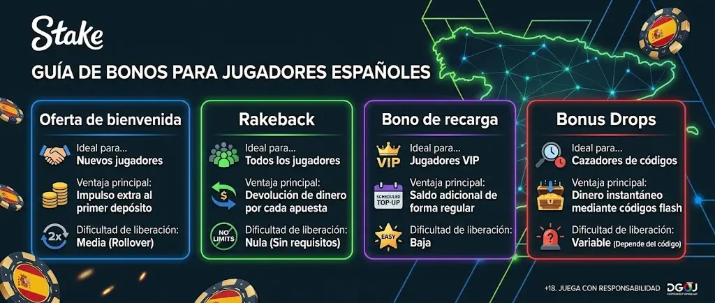 Lista de Stake Bonos en España para elegir la mejor promoción